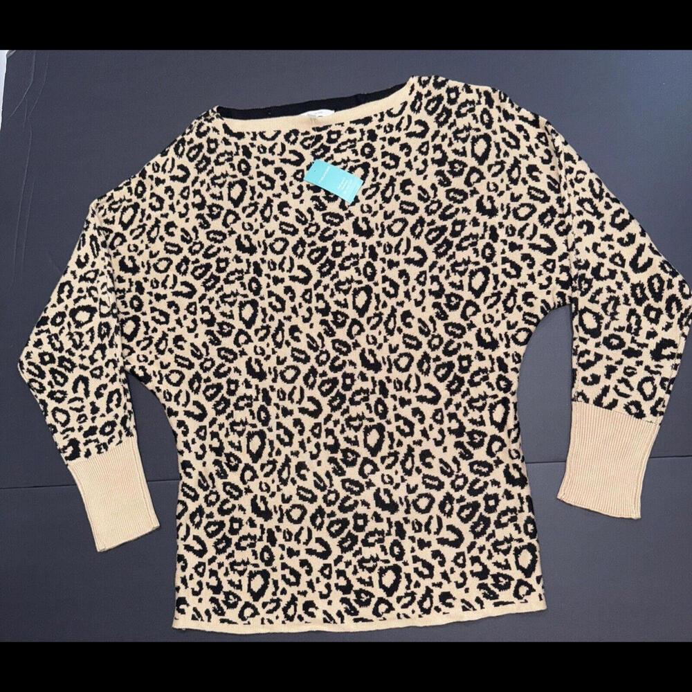 Maurices Cheetah Cat Print‎ Dolman Sweater Quiet Luxury Classic Business Casual